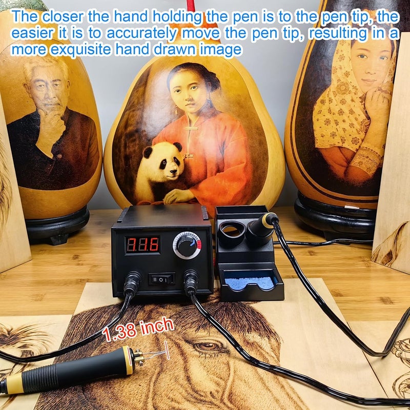 FIRElood Wood Burning Tool, Wood Burner kit Pen 25~750℃, Wood Burning kit with Digital Thermometer Temperature Adjustable Temperature, 2 pyrographic Wood Burning pens, 30 Wood Burning Pen Tips - Image 4